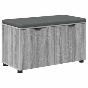 vidaXL Hall Bench with Cushion with Shelf Grey Sonoma 80 x 38 x 46 cm