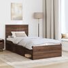 vidaXL Bed Frame with Headboard Brown Oak 90 x 190 cm Solid Pine Wood