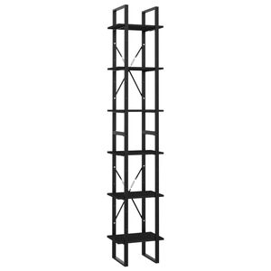 vidaXL 6-Tier Book Cabinet Black 40x30x210 cm Engineered Wood