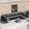 vidaXL Garden Sofa Set with Cushion 7 pcs Black Steel