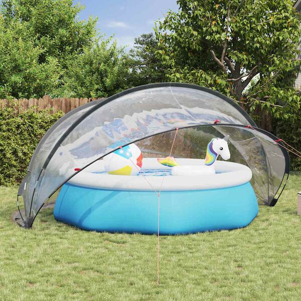 vidaXL Pool Dome Folding Manual Transparent 430 x 430 x 210 cm PVC