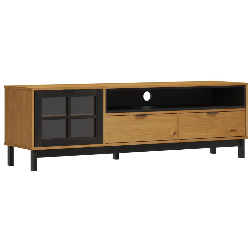 Solid wood tv stand clearance with glass doors