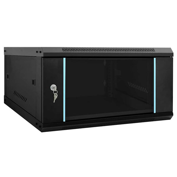 vidaXL Network Cabinet with Storage Black 60 x 60 x 35 cm Steel