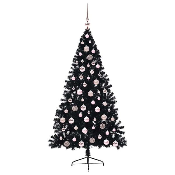 vidaXL Artificial Pre-lit Christmas Tree Black 180 cm PVC