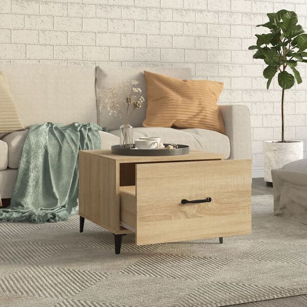 vidaXL Coffee Table with Metal Legs 2 pcs Sonoma Oak 50x50x40 cm