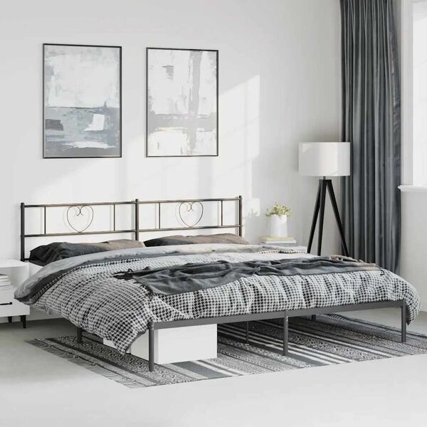 vidaXL Metal Bed Frame without Mattress with Headboard Black 183x213cm