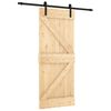 vidaXL Sliding Door Natural and Black 85 x 210 cm Solid Pine Wood
