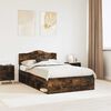 vidaXL Bed Frame Smoked Oak 120 x 190 cm Solid Pine Wood