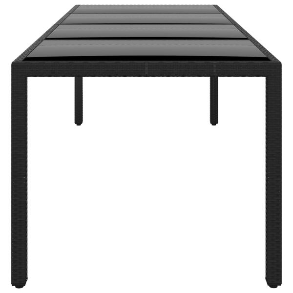 vidaXL Garden Table 250x100x75 cm Tempered Glass and Poly Rattan Black