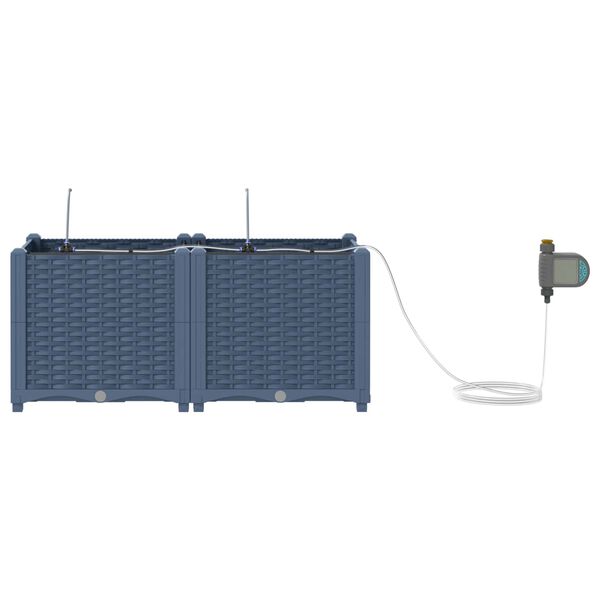 vidaXL Garden Planter 2 pcs Grey 80 x 40 x 37.5 cm Plastic