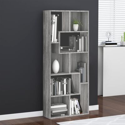 vidaXL Book Cabinet Grey Sonoma 67x24x161 cm Engineered Wood