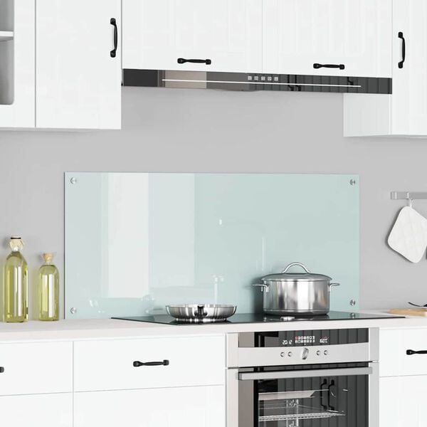 vidaXL Kitchen Backsplash White 120 x 50 cm Tempered Glass