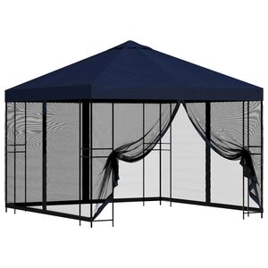 vidaXL Garden Gazebo with Sidewalls 3 x 3 m Blue Polyester and Steel
