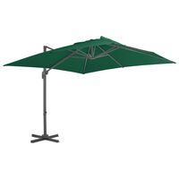 vidaXL Cantilever Umbrella with Aluminium Pole Green 300x300 cm