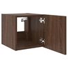 vidaXL TV Wall Cabinet with LED Lights Brown Oak 30.5x35x30 cm