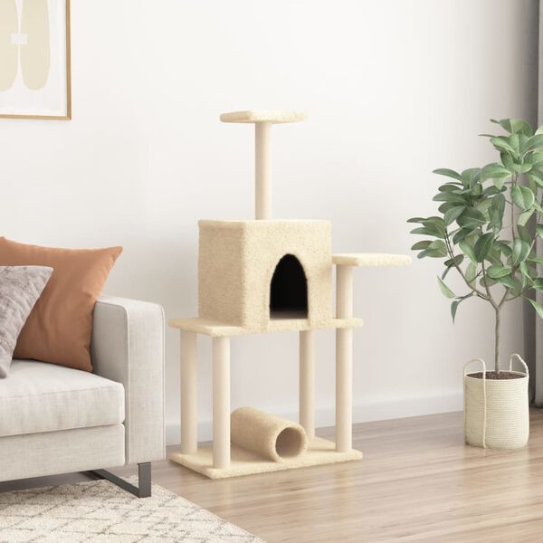 vidaXL Cat Tree with Sisal Scratching Posts Cream 122 cm