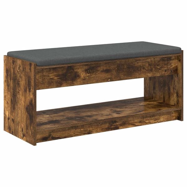 vidaXL Hall Bench with Cushion with Shelf Smoked Oak 103 x 38 x 45 cm
