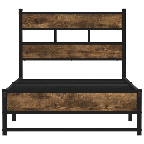 vidaXL Metal Bed Frame without Mattress Smoked Oak 90x200 cm