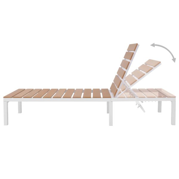 vidaXL Sun Loungers 2 pcs with Table Aluminium and WPC White and Brown