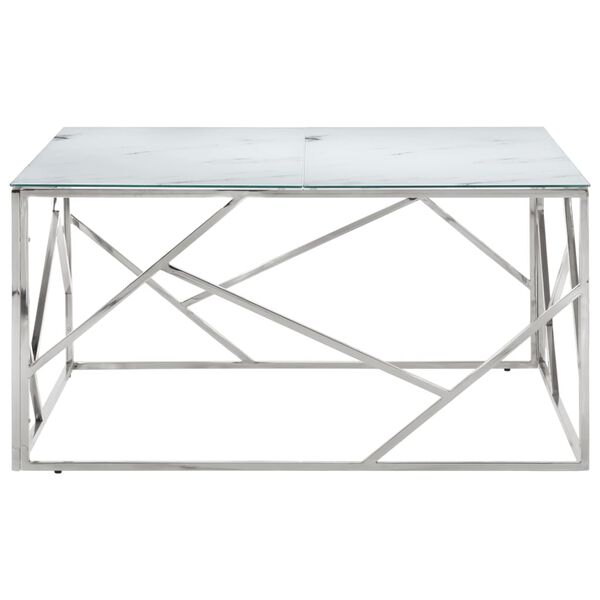 vidaXL Coffee Table Silver Stainless Steel and Tempered Glass