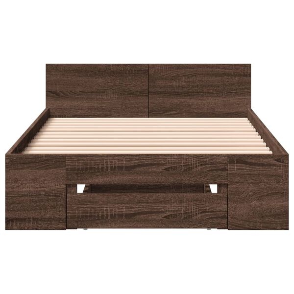 vidaXL Bed Frame with Drawer without Mattress Brown Oak 90x200 cm