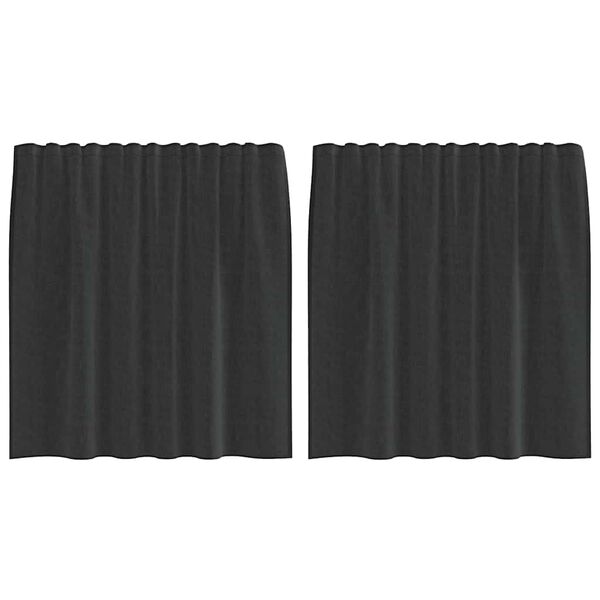 vidaXL Voile Curtains with Rod Pockets 2 pcs Black