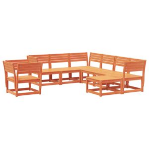 vidaXL 8 Piece Garden Lounge Set Wax Brown Solid Wood Pine