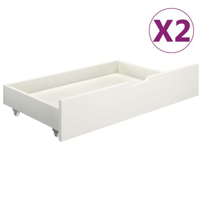 vidaXL Canopy Bed Frame with 2 Drawers White Solid Pine Wood 180x200cm 6FT Super King