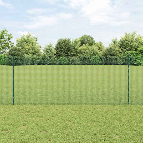 vidaXL Fence with Post Green 1 x 25 m Steel