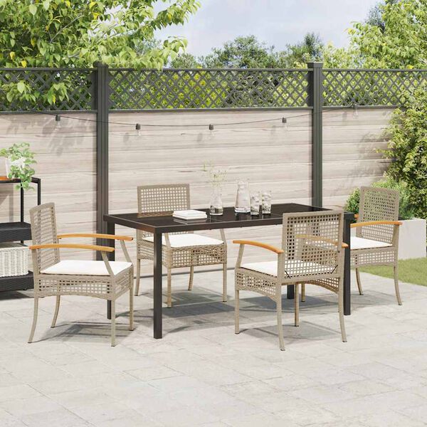 vidaXL Garden Dining Set 5 pcs Beige Poly Rattan