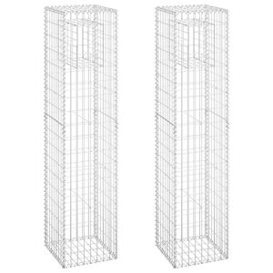 vidaXL Gabion Basket Posts 2 pcs 40x40x180 cm Iron