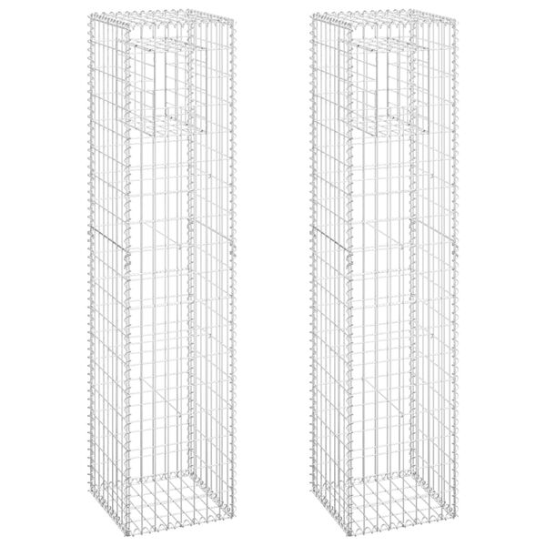 vidaXL Gabion Basket Posts 2 pcs 40x40x180 cm Iron
