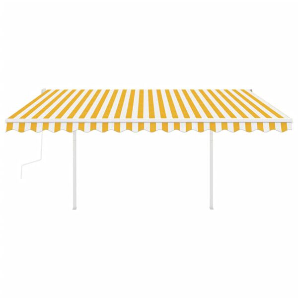 vidaXL Manual Retractable Awning with Posts 4x3.5 m Yellow and White