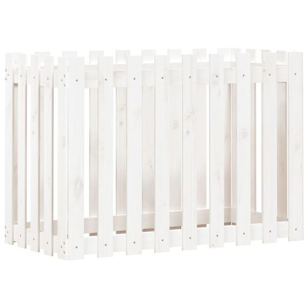 vidaXL Garden Raised Bed with Fence Design White 100x50x70 cm Solid Wood Pine