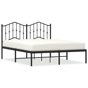 vidaXL Metal Bed Frame without Mattress with Headboard Black 140x200cm