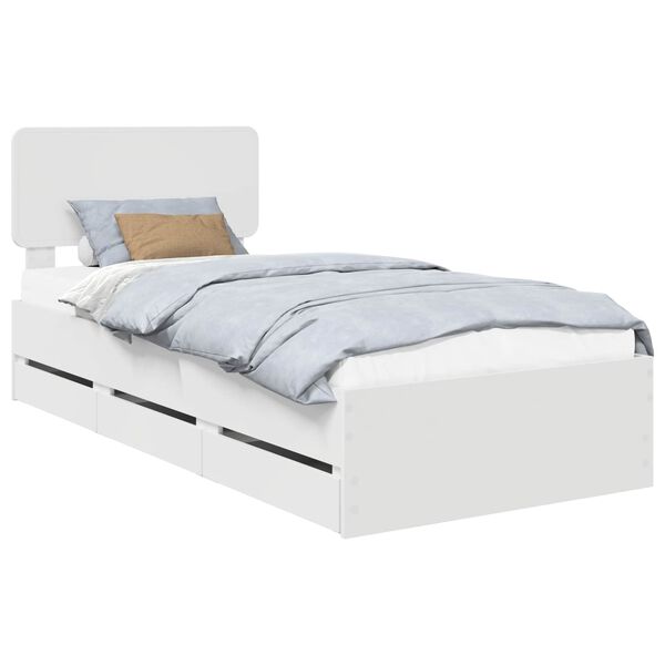 vidaXL Bed Frame with Headboard White 75 x 190 cm Engineered Wood