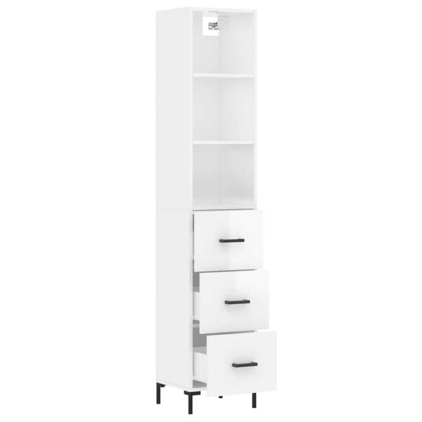 vidaXL Highboard High Gloss White 34.5x34x180 cm Engineered Wood