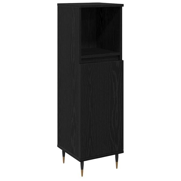 vidaXL Bathroom Cabinet Black Oak 30 x 30 x 100 cm Engineered Wood