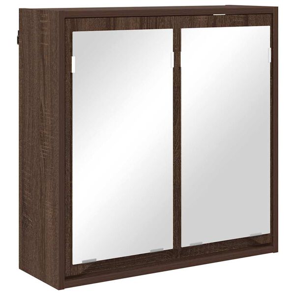 vidaXL Bathroom Mirror Cabinet with Shelf Brown Oak 60 x 20 x 60 cm