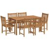 vidaXL Garden Dining Set | Natural Teak | Solid Teak Wood | 7-Piece Set