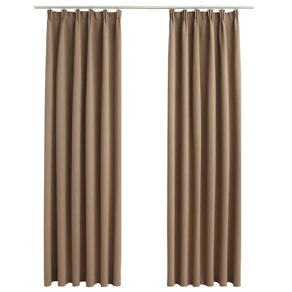 vidaXL Blackout Curtains with Hooks 2 pcs Taupe 140x175 cm