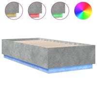 vidaXL Bed Frame with LED Lights Concrete Grey 90x200 cm Engineered Wood