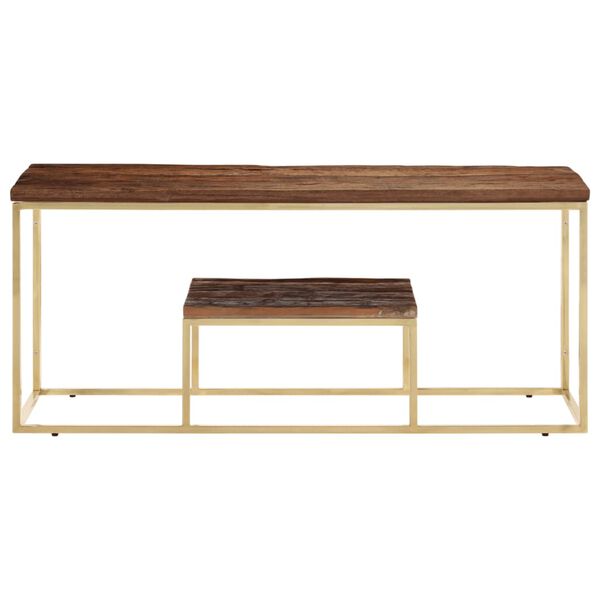 vidaXL Coffee Table Gold Stainless Steel and Solid Wood Sleeper