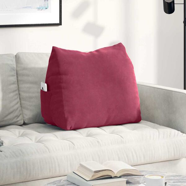 vidaXL Back Pillow Wine Red 60 x 20 x 50 cm Corduroy Fabric
