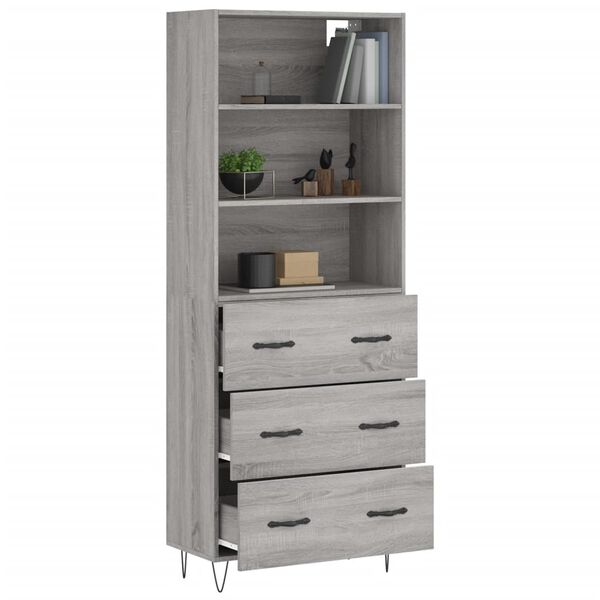 vidaXL Highboard Grey Sonoma 69.5x34x180 cm Engineered Wood