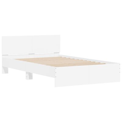 vidaXL Bed Frame with Headboard and LED White 135x190 cm Double