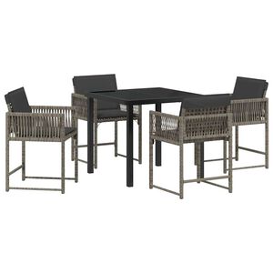 vidaXL Garden Dining Set 5 pcs Grey Poly Rattan