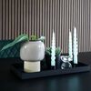 House Nordic 3 Piece Tray Helena with Candle Holder Black