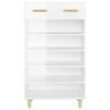 vidaXL Shoe Cabinet High Gloss White 60x35x105 cm Engineered Wood