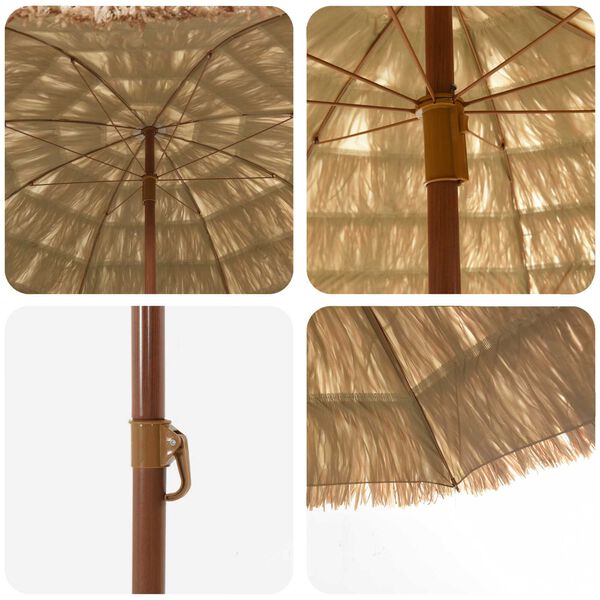 vidaXL Beach Parasol Natural 255 x 255 x 255 cm Polyester and Steel